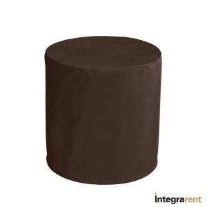 Noleggio pouf tondo in pelle goffrata marrone per Catering